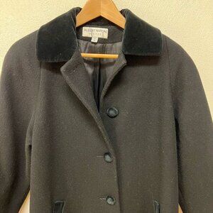 Albert Nipon Petites Black Wool Overcoat Long Jacket Sz 8